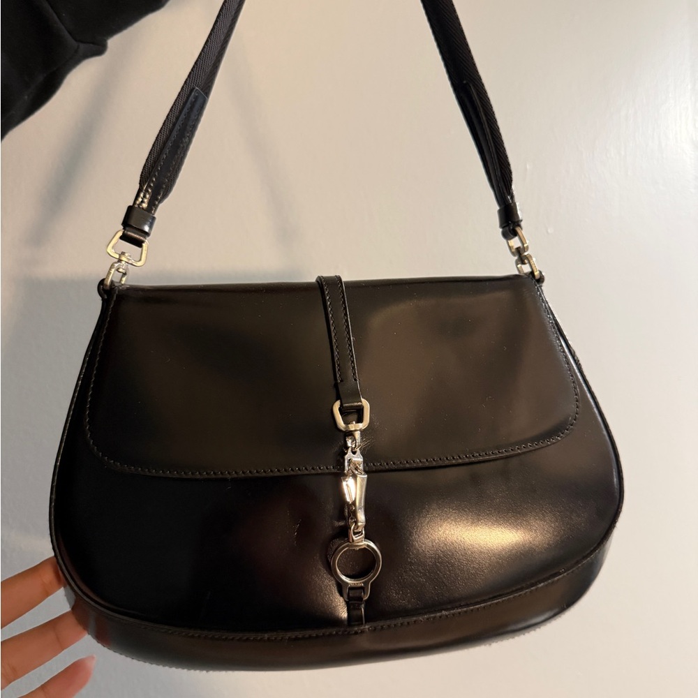 Prada Black Leather Shoulder Bag with Silver Hardware - Picture 2 of 6